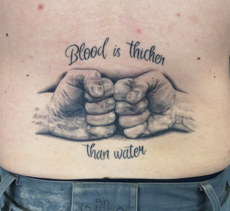 Hand tattoo, realistic tattoo, hands,
Family tattoo, father son tattoo, 
Jolene Sherrard, tattoo,
